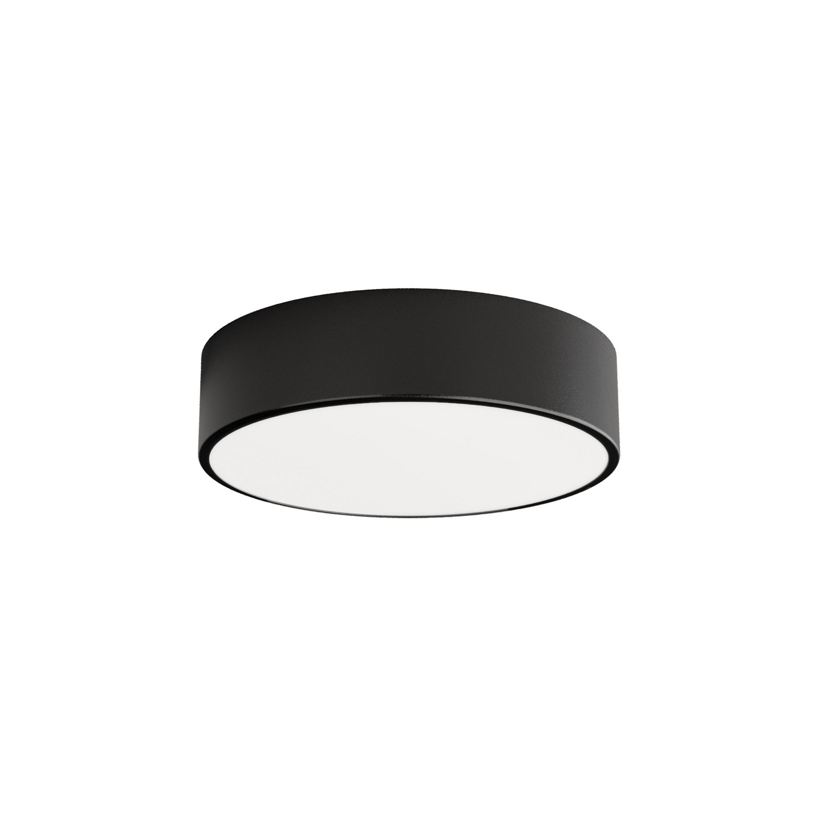 Cleo 300 ceiling lamp, black, sensor, IP54, Ø 30 cm, metal